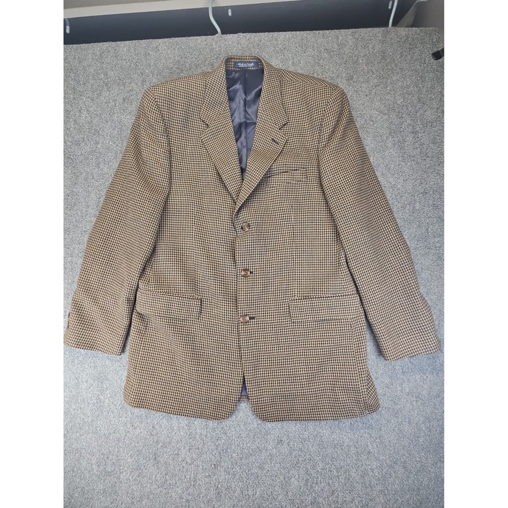 Vtg Polo University Club Ralph Lauren Mens 42T Houndstooth Jacket 100% Wool